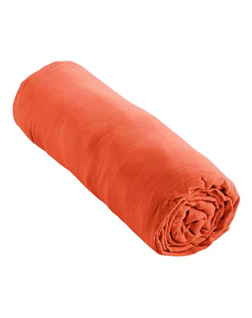 Lenzuolo con angoli elasticizzati in garza di cotone terracotta - 90x190 cm