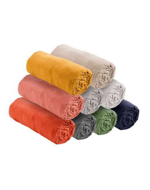 Lenzuolo con angoli elasticizzati in garza di cotone terracotta - 90x190 cm