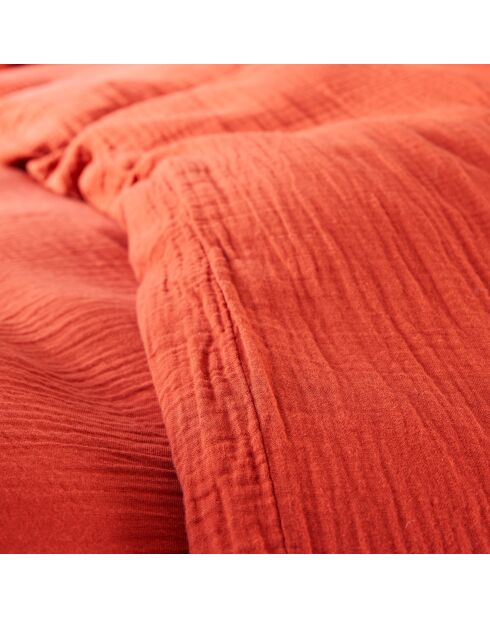 Pack Housse de couette Complet 3 Pièces Gaze de Coton terracotta - 140x200 cm