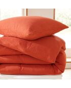 Pack Housse de couette Complet 3 Pièces Gaze de Coton terracotta - 140x200 cm