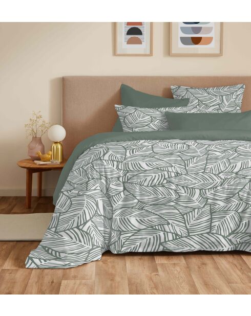 Pack Complet Housse de couette imprimé + Drap housse fira romarin - 220x240 cm/140x190 cm