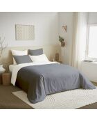 Pack Complet Housse de couette Bicolore anthracite/blanc - 240x260 cm/180x200 cm