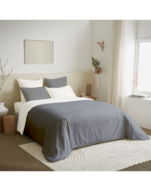 Pack Complet Housse de couette Bicolore anthracite/blanc - 240x260 cm/180x200 cm