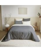 Pack Complet Housse de couette Bicolore anthracite/blanc - 240x260 cm/180x200 cm