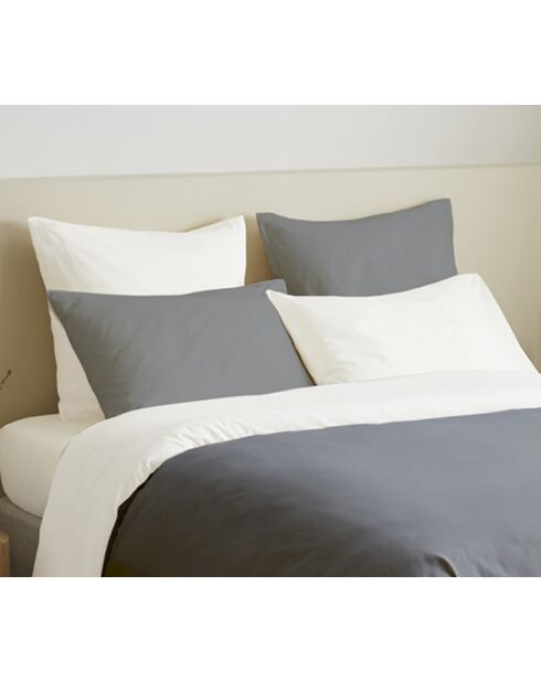Pack Complet Housse de couette Bicolore anthracite/blanc - 240x260 cm/180x200 cm