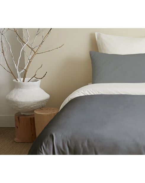 Pack Complet Housse de couette Bicolore anthracite/blanc - 240x260 cm/180x200 cm