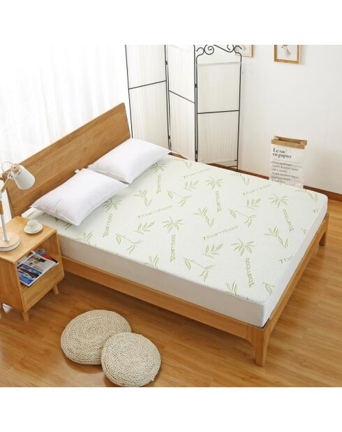 Protege matelas bambou blanc - 90x200 cm