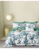 Set copripiumino bifacciale stampato + 2 federe Volant Flat trapuntate verde/bianco - 220x240 cm/2x (65x65 cm)