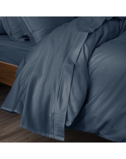 Drap Plat en percale de coton Julian bleu encre