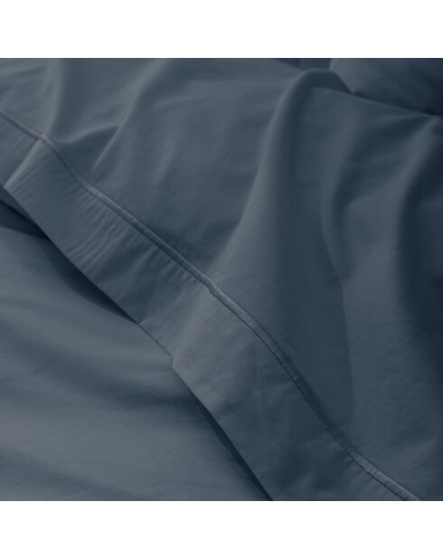 Drap Plat en percale de coton Julian bleu encre