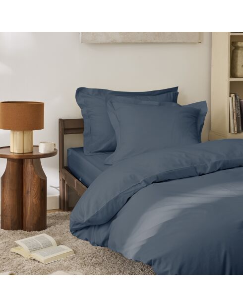 Drap Plat en percale de coton Julian bleu encre