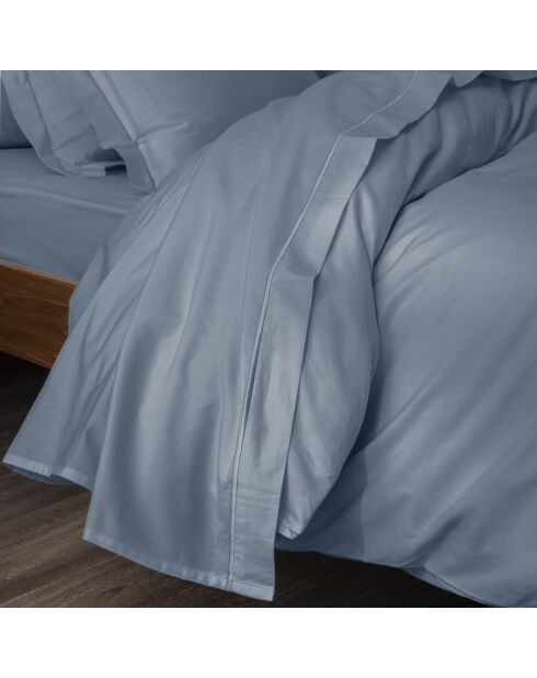 Drap Plat en percale de coton Julian bleu jean