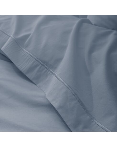 Drap Plat en percale de coton Julian bleu jean