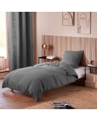 Pack Housse de couette Complet 3 Pièces Gaze de Coton ardoise - 140x200 cm