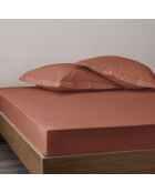 Lenzuolo con angoli in percalle di cotone terracotta Julian - 200x200 cm
