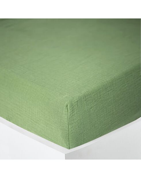 Drap housse Gaze de Coton olive