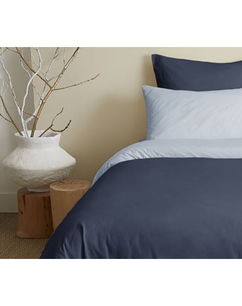 Pack Complet Housse de couette Bicolore + Drap housse King Size bleuolympe/marine - 240x260 cm/180x200 cm