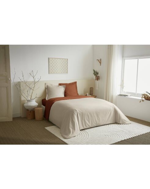 Parure de couette 3 pièces Duo Premium sable/paprika - 240x220 cm