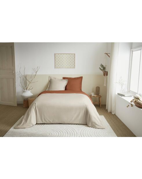 Parure de couette 3 pièces Duo Premium sable/paprika - 240x220 cm
