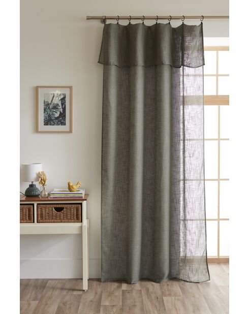 Verstellbarer Vorhang mit 8 khakifarbenen Clipringen — 140 x 270 cm