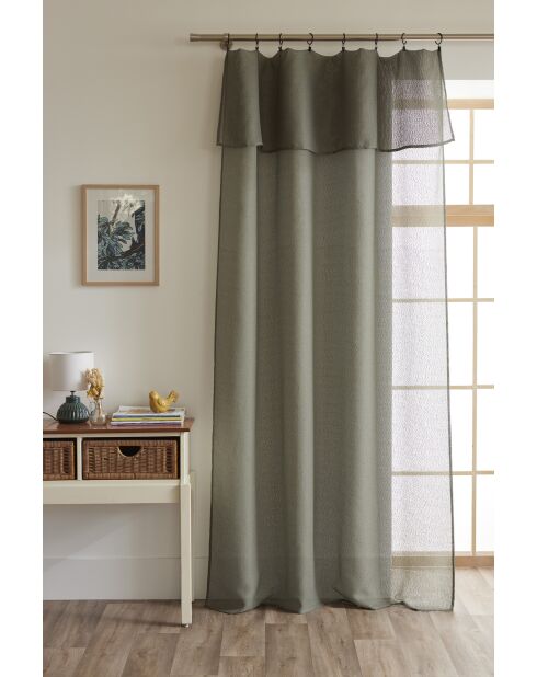 Verstellbarer Vorhang mit 8 khakifarbenen Clipringen — 140 x 270 cm