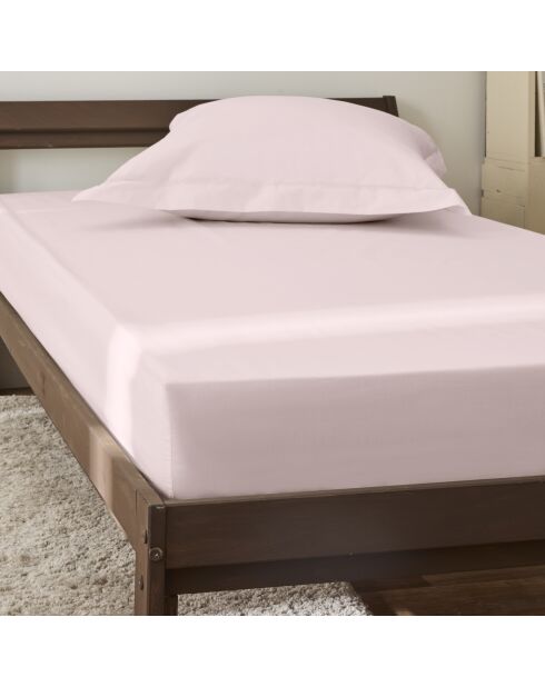 Lenzuolo con angoli elasticizzati in percalle di cotone rosa Julian - 90x190 cm
