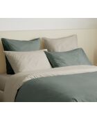 Pack Complet Housse de couette Bicolore + Drap housse King Size eucalyptus/ficelle - 240x260 cm/180x200 cm