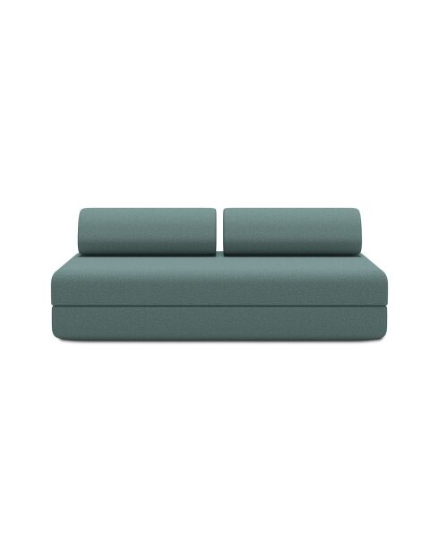 Canapé droit convertible et modulable 3 places en tissu lisse Gemma vert - 190x95x70,5 cm