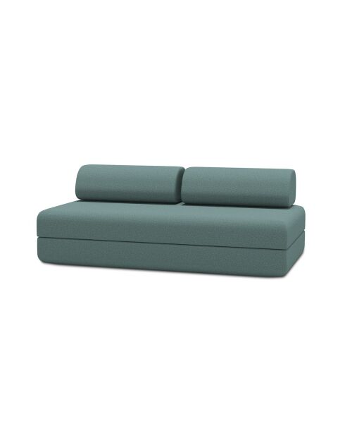 Canapé droit convertible et modulable 3 places en tissu lisse Gemma vert - 190x95x70,5 cm
