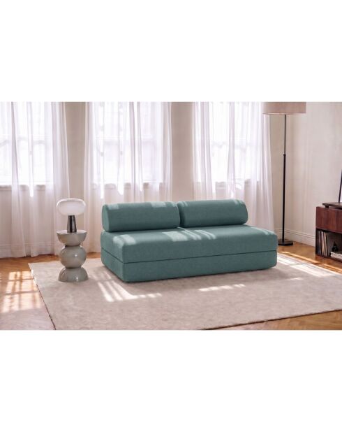 Canapé droit convertible et modulable 3 places en tissu lisse Gemma vert - 190x95x70,5 cm