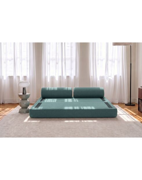 Canapé droit convertible et modulable 3 places en tissu lisse Gemma vert - 190x95x70,5 cm