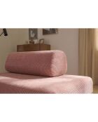 Méridienne convertible et modulable en velours côtelé Lincoln rose - 190x95x70,5 cm