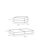 Pouf convertible et modulable en velours côtelé xl Tilia blanc - 95x95x42 cm