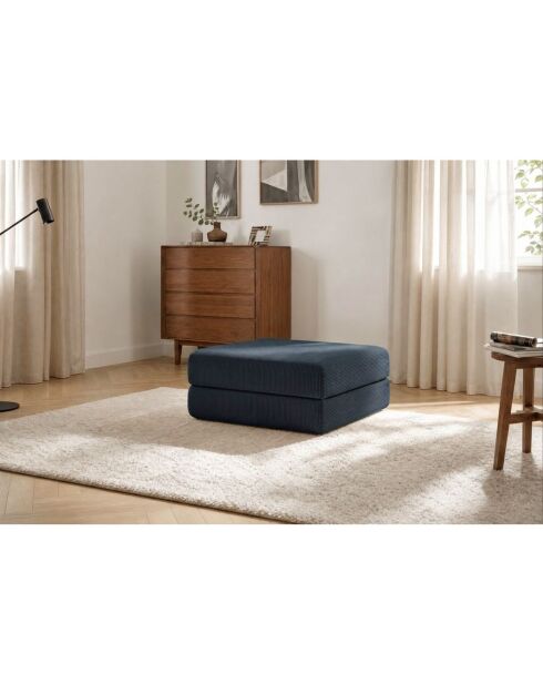 Lincolnblauwe, converteerbare en modulaire voetenbank van corduroy - 95x95x42 cm