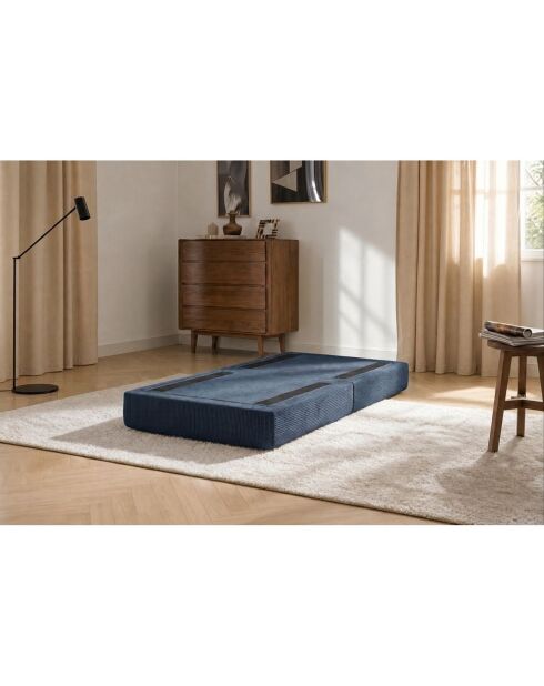 Lincolnblauwe, converteerbare en modulaire voetenbank van corduroy - 95x95x42 cm