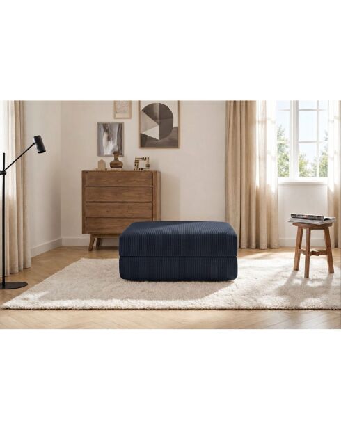 Lincolnblauwe, converteerbare en modulaire voetenbank van corduroy - 95x95x42 cm