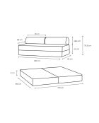 Canapé droit convertible et modulable 3 places en velours côtelé xl Tilia beige - 190x95x70,5 cm