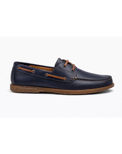 Blauwe Panori leren bootschoenen