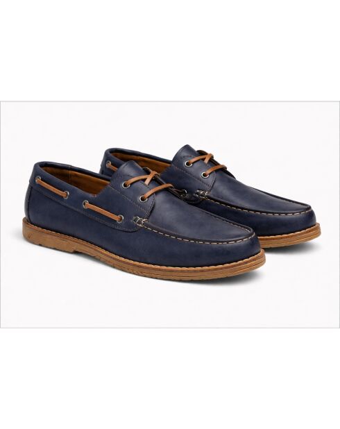 Blauwe Panori leren bootschoenen
