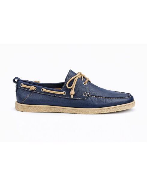 Namela blauwe leren bootschoenen