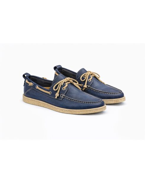Namela blauwe leren bootschoenen