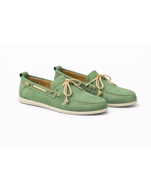 Nacori groene leren bootschoenen