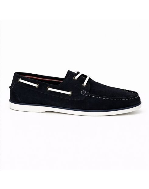 Sauten blauwe leren bootschoenen