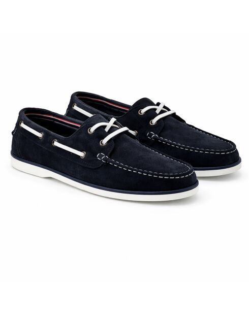Sauten blauwe leren bootschoenen