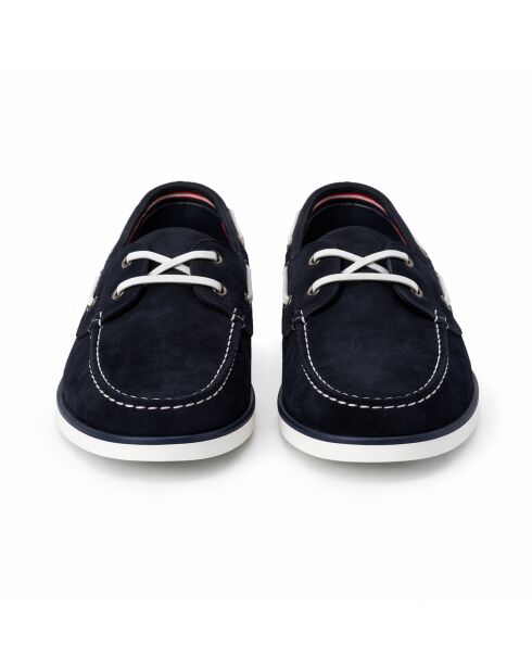 Sauten blauwe leren bootschoenen