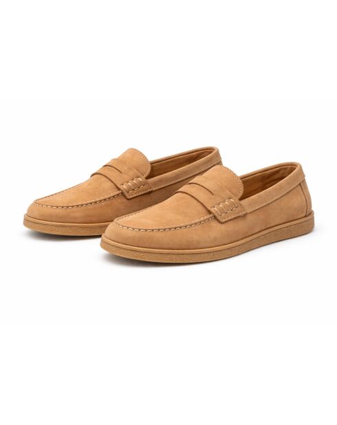 Mocassins en cuir Saconi beige
