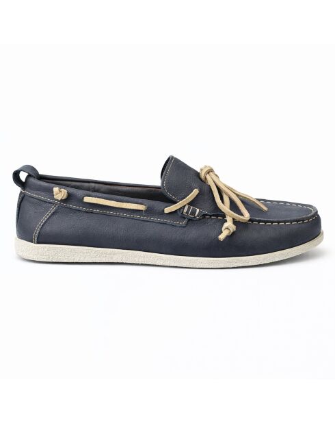 Nacori blaue Leder-Bootsschuhe