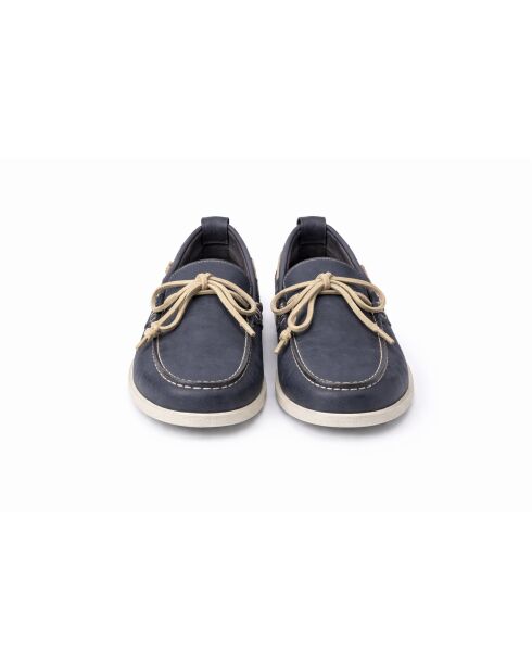 Nacori blaue Leder-Bootsschuhe