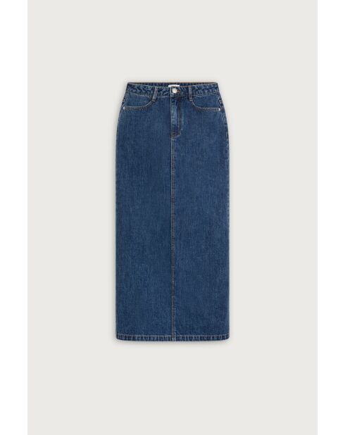 Falda elegante de algodón con jeans azules