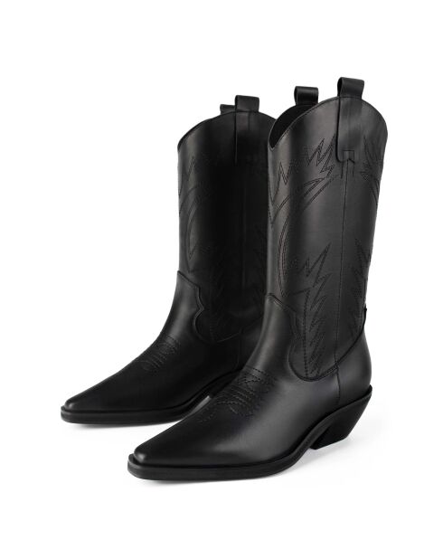 Bottes en cuir Holly Leaves noires
